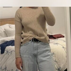 Abercrombie & Fitch Beige Sweater with Button Accents